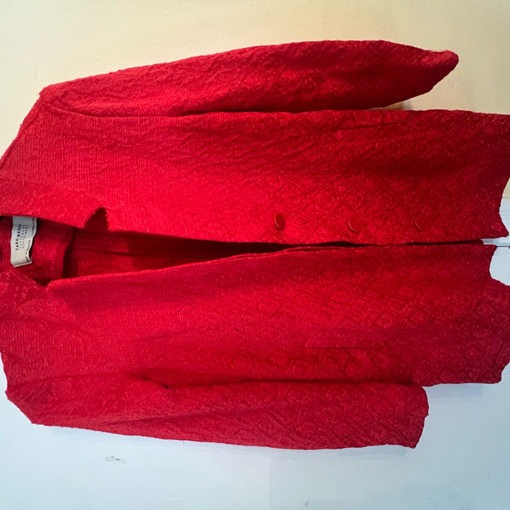 Zara Basic Light Coat. Red, Xs With Buttons And P… - image 1